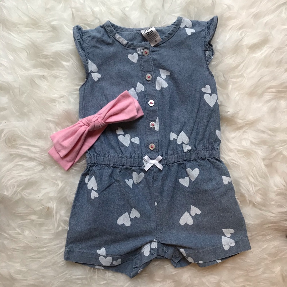 Carters denim jumper with hearts